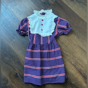 Vintage striped lace Sears Baby dress 70’s 100 percent cotton